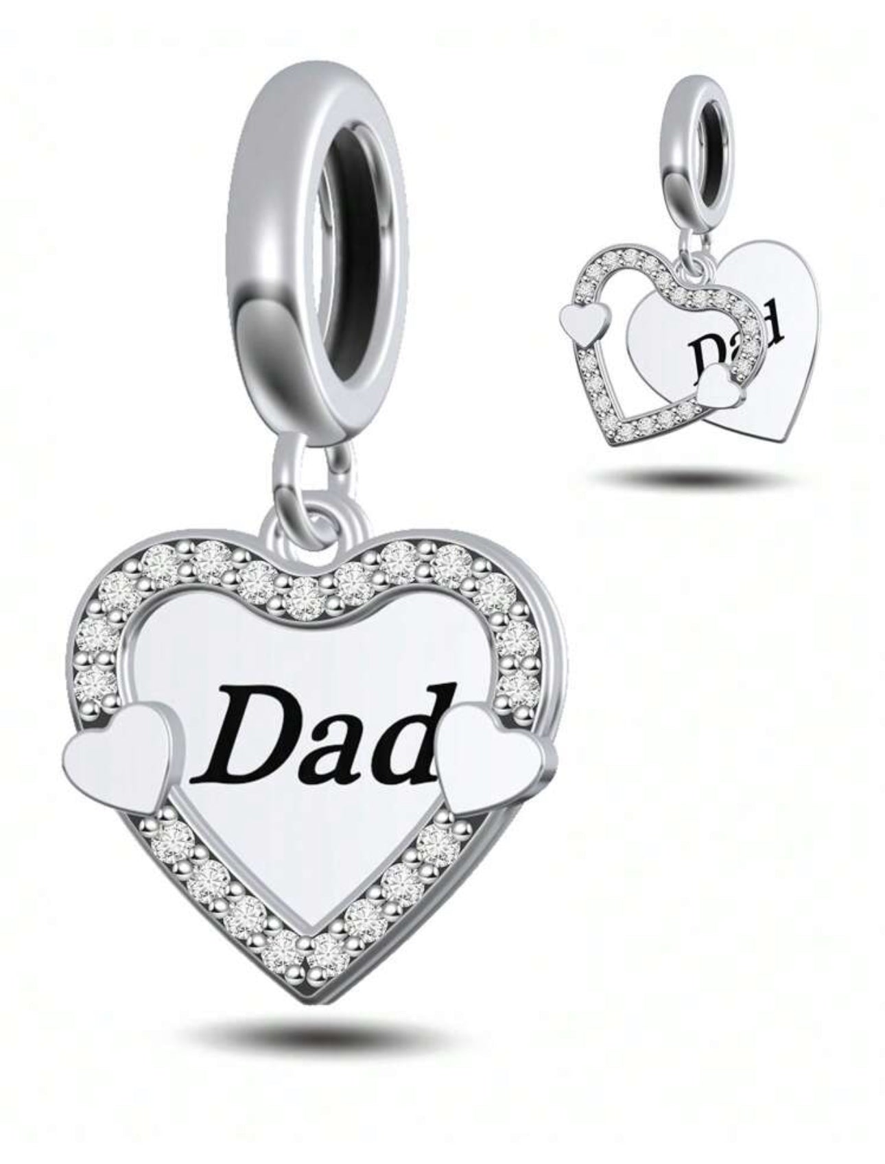 Silver Dad Heart Charm