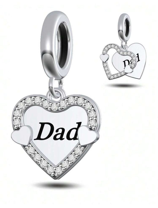 Silver Dad Heart Charm
