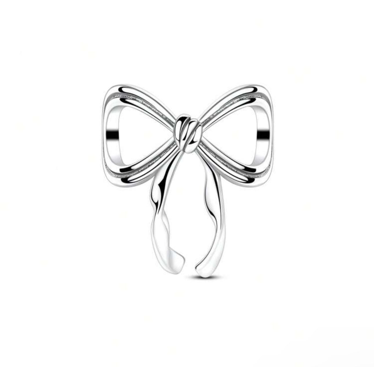 Silver Slip on Bow Charm
