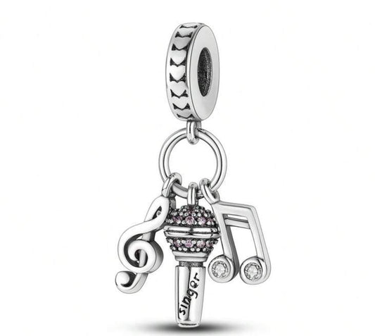 Silver Microphone Charm