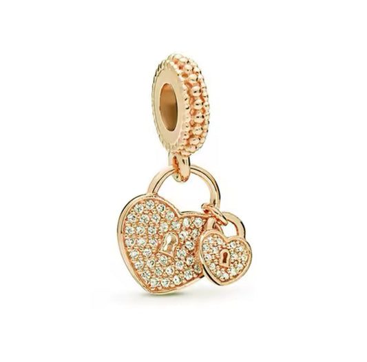 Gold Heart and Lock Charm