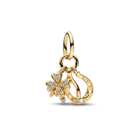 Gold Horse Show Four Leaf Clover Charm