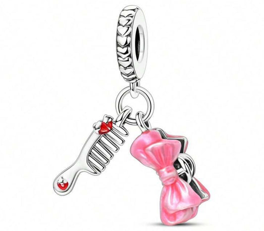 Silver Bow and Comb Charm