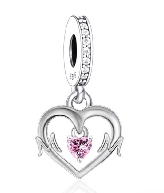 Silver Heart Mum Charm