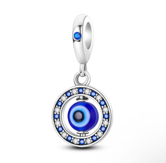 Silver Evil Eye Circle Charm
