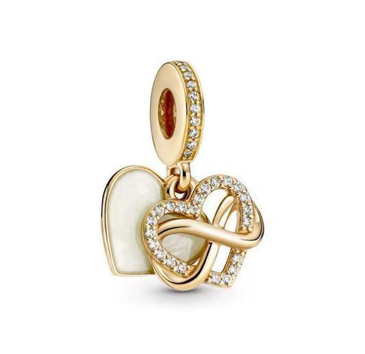 Gold Two Heart Charm