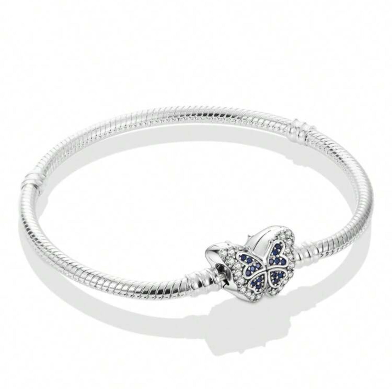 Silver Pink Heart Charm Bracelet With Safety Chain