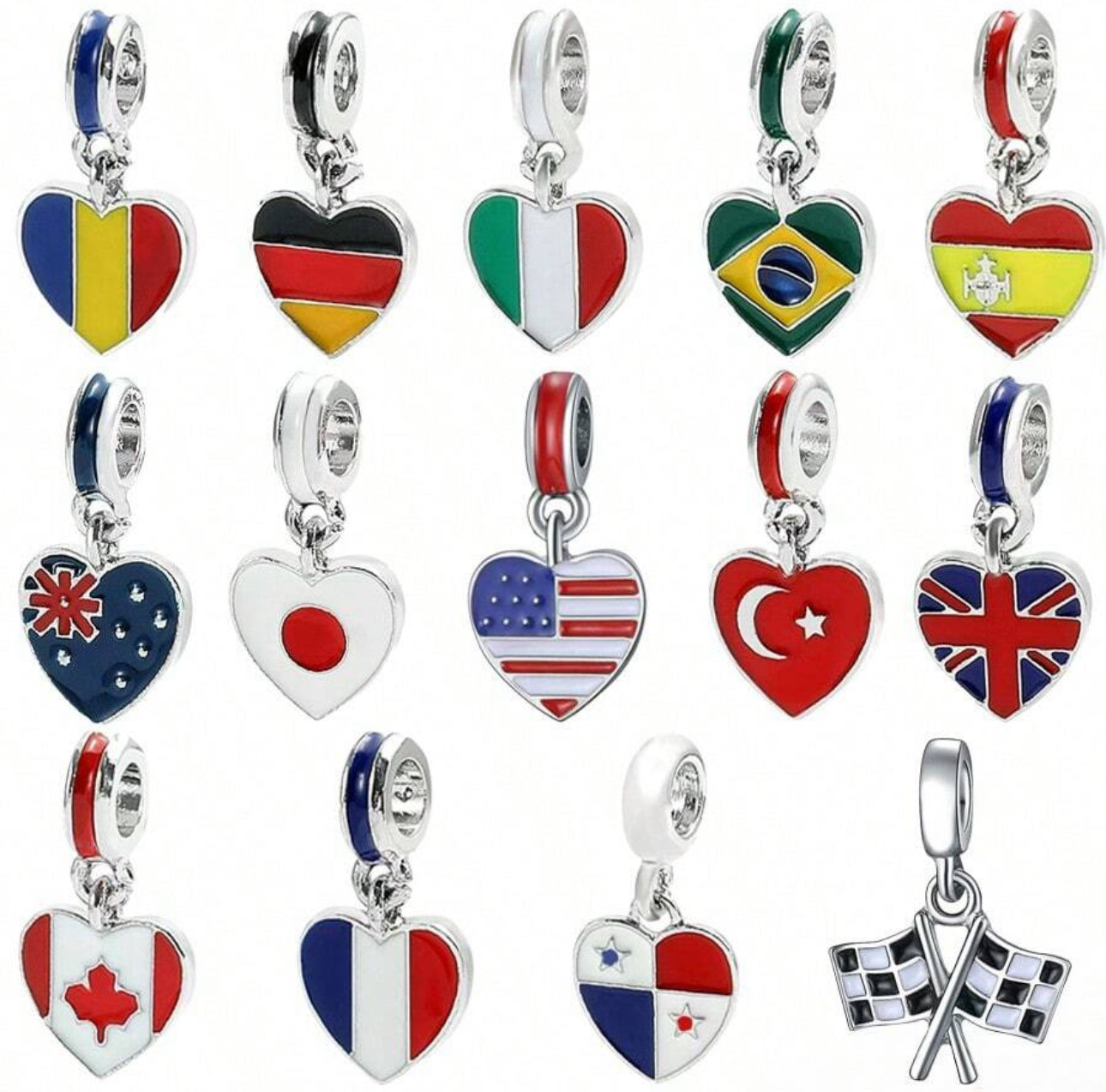 Silver Country Heart Charms
